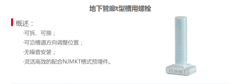 恒盛地下管廊t型槽用螺栓
